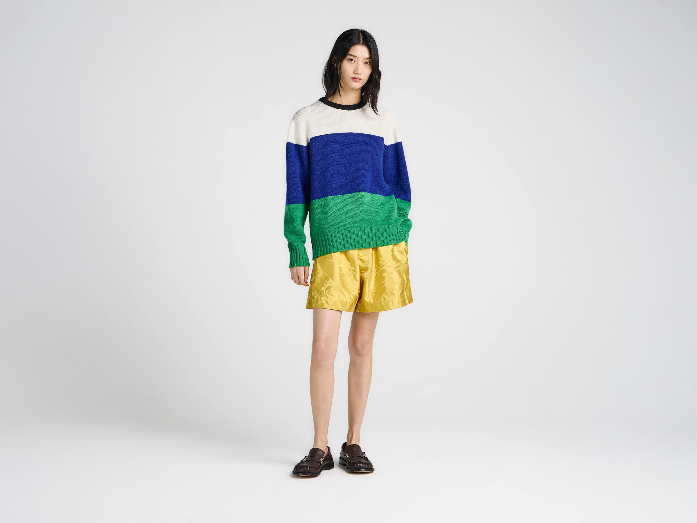WOMENS KNITTED STRIPE JUMPER IN ROYAL BLUE