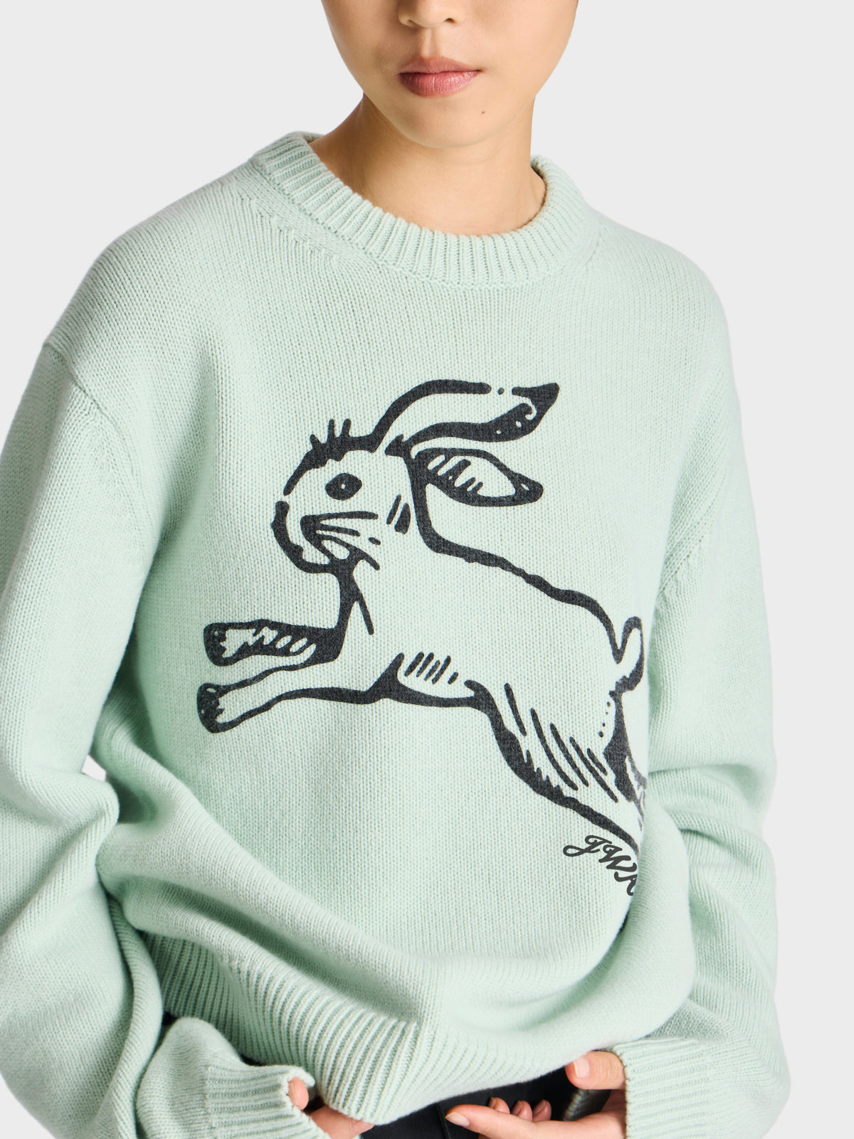 WOMEN'S KNITTED HARE JUMPER IN AQUA