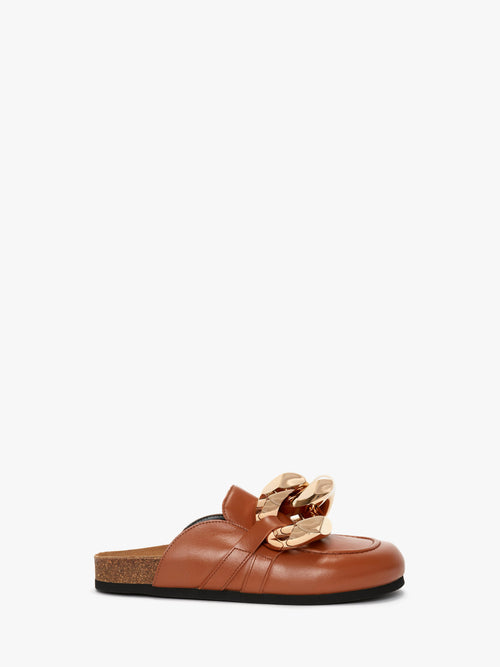 CHAIN LOAFER LEATHER MULES