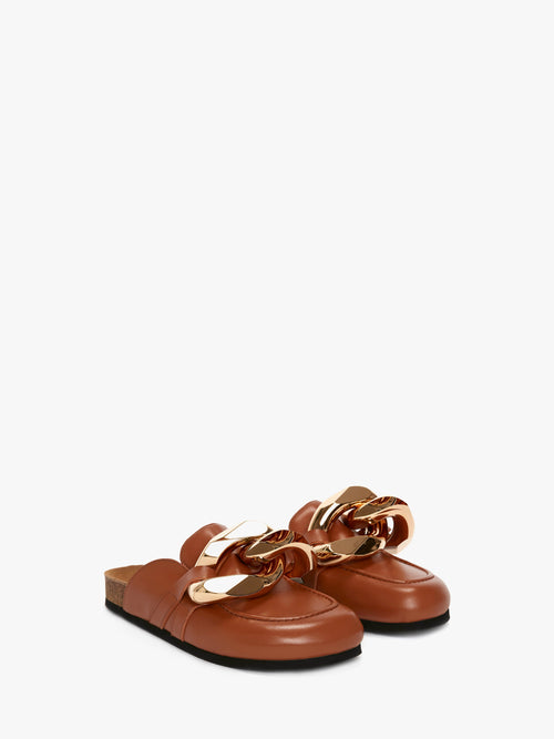 CHAIN LOAFER LEATHER MULES