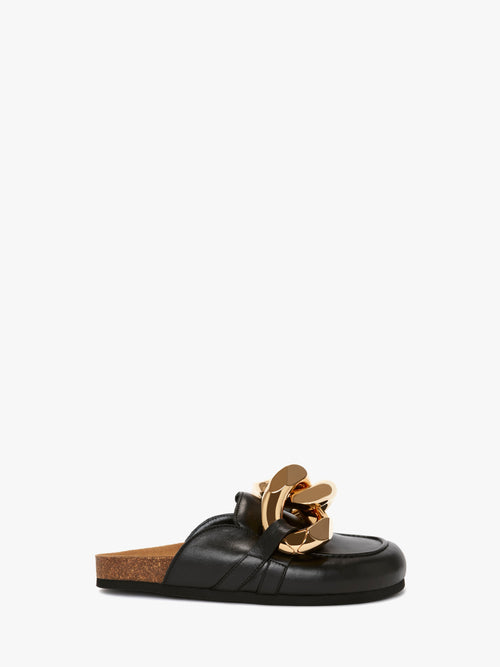 CHAIN LOAFER LEATHER MULES