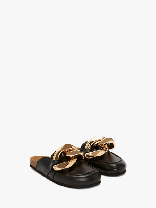 CHAIN LOAFER LEATHER MULES