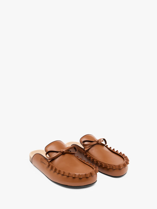 RUFFLE LOAFER LEATHER MULES