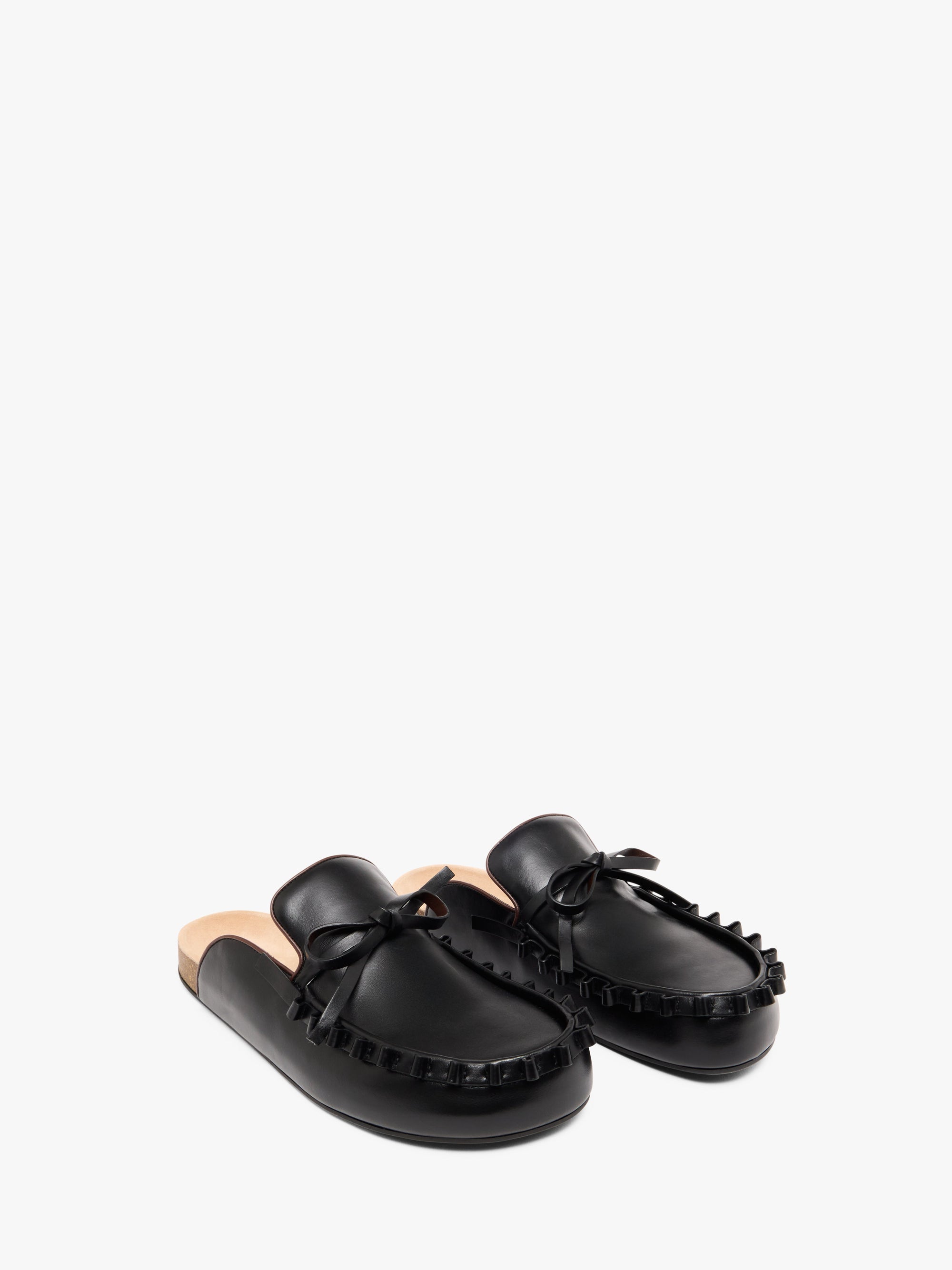 RUFFLE LOAFER LEATHER MULES