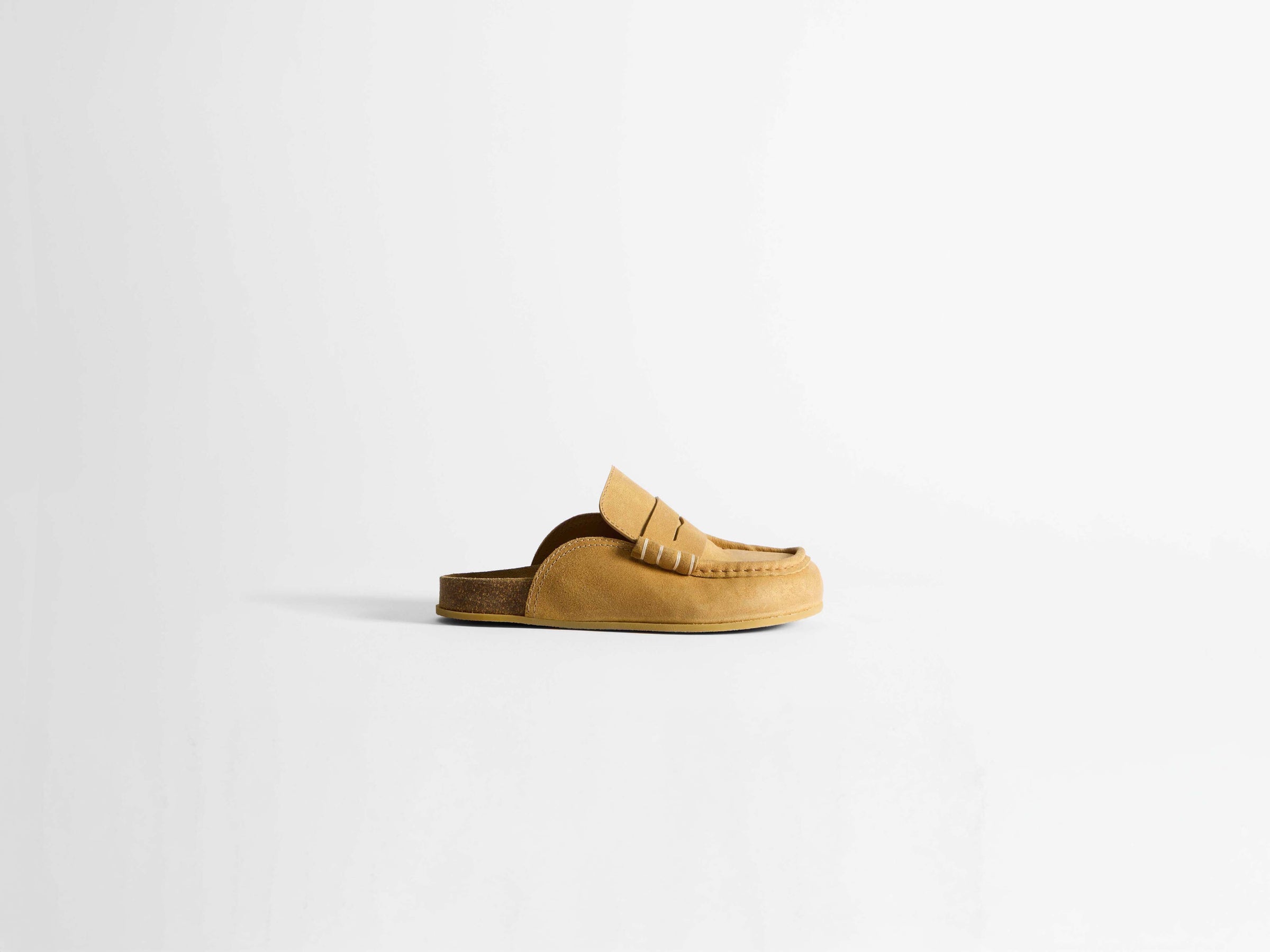 WOMENS STITCH LOAFER MULES IN MUSTARD