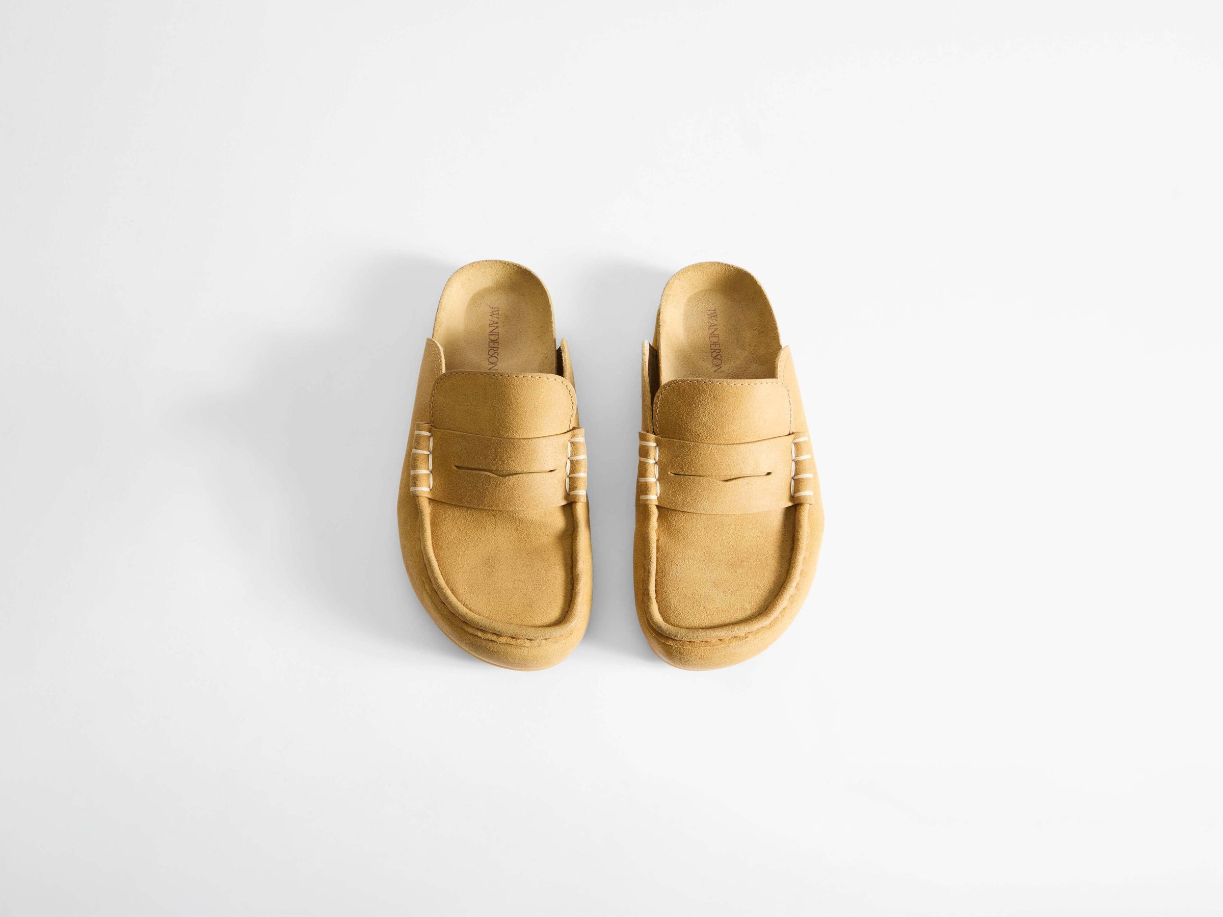WOMENS STITCH LOAFER MULES IN MUSTARD