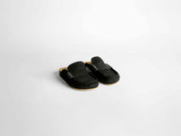 WOMENS STITCH LOAFER MULES IN BLACK