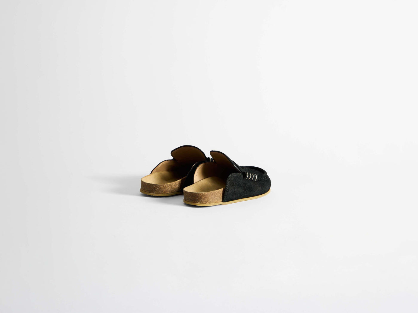 WOMENS STITCH LOAFER MULES IN BLACK