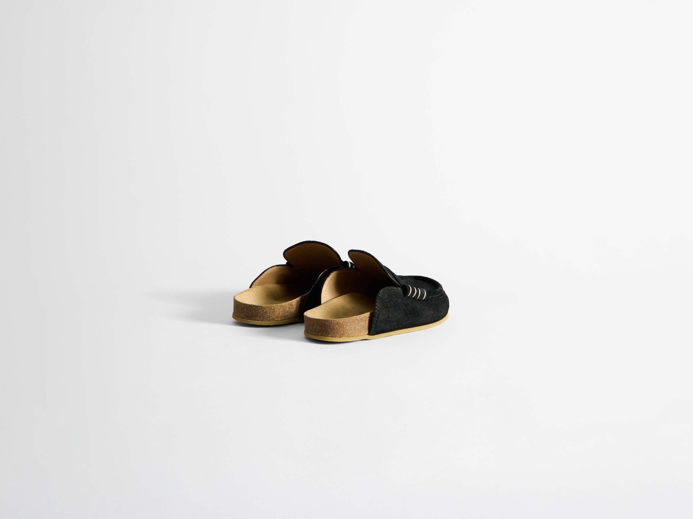 WOMENS STITCH LOAFER MULES IN BLACK