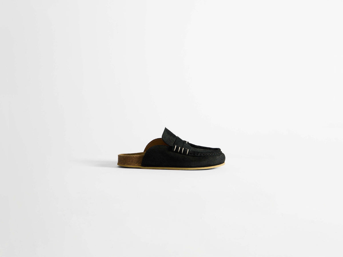 WOMENS STITCH LOAFER MULES IN BLACK in BLACK 