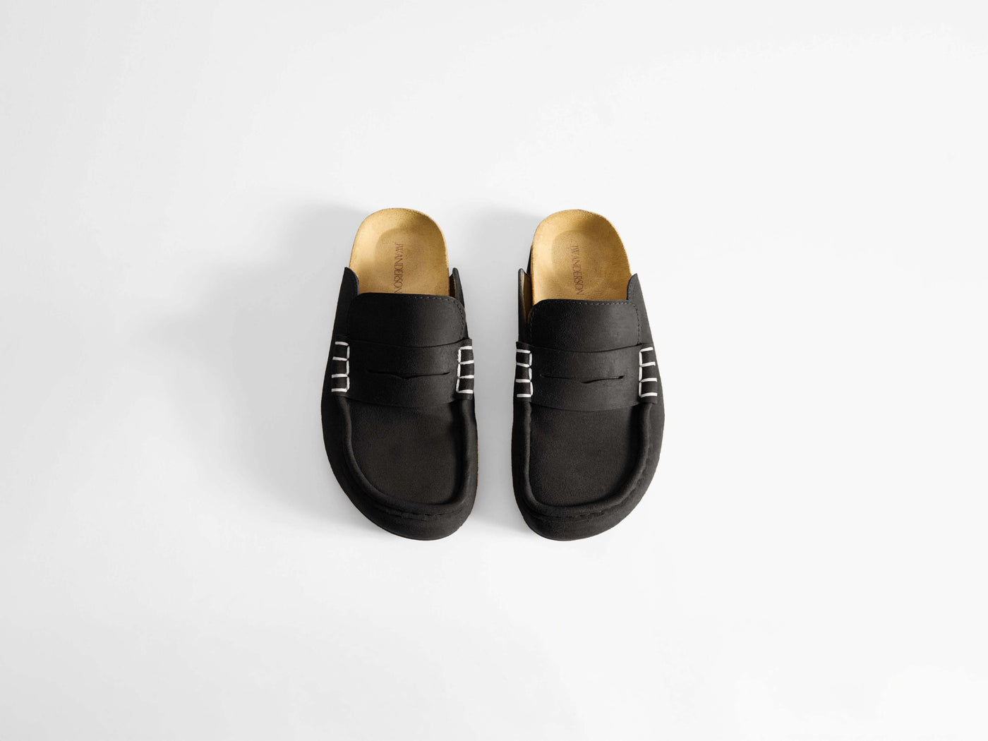 WOMENS STITCH LOAFER MULES IN BLACK
