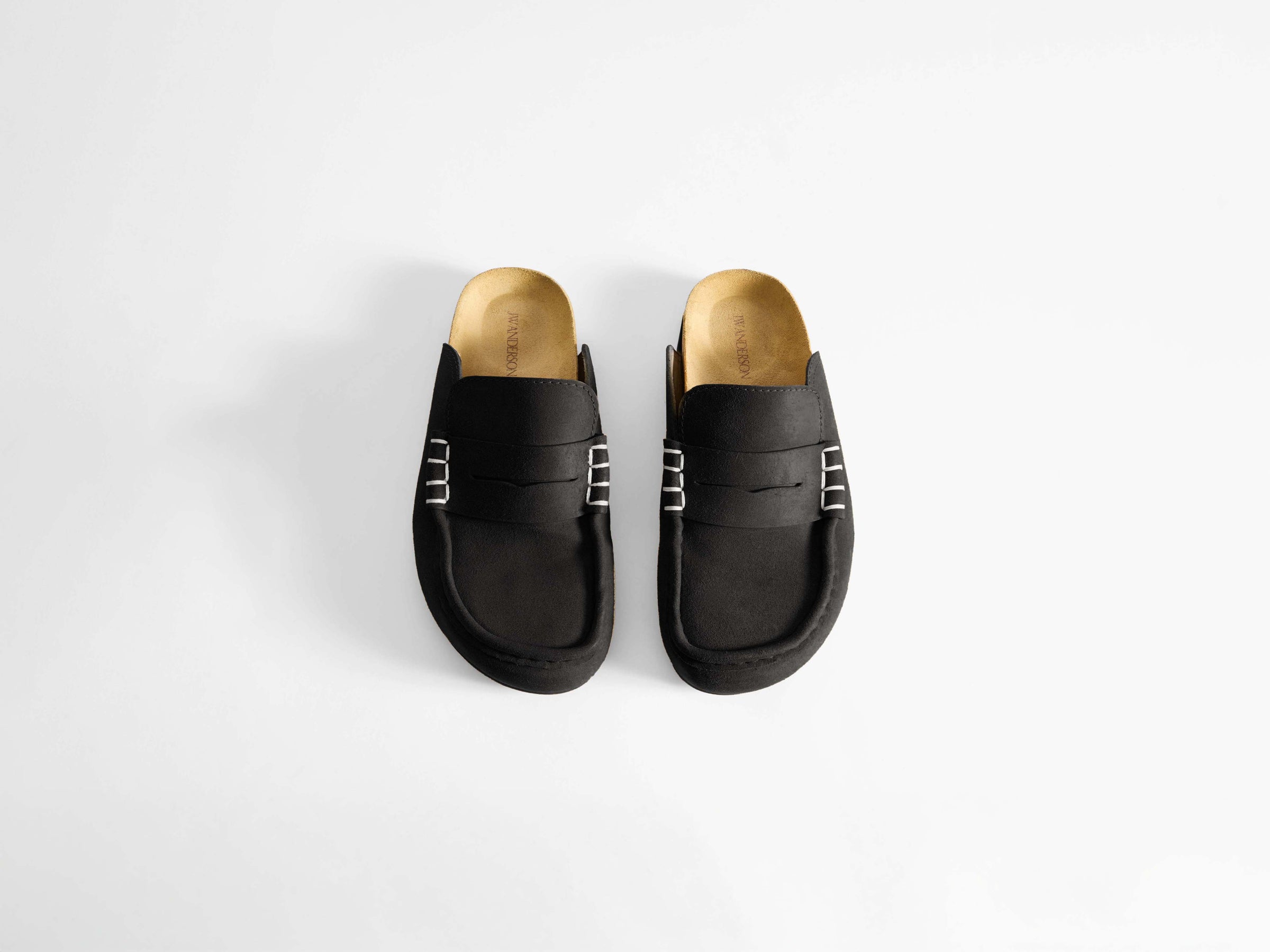 WOMENS STITCH LOAFER MULES IN BLACK