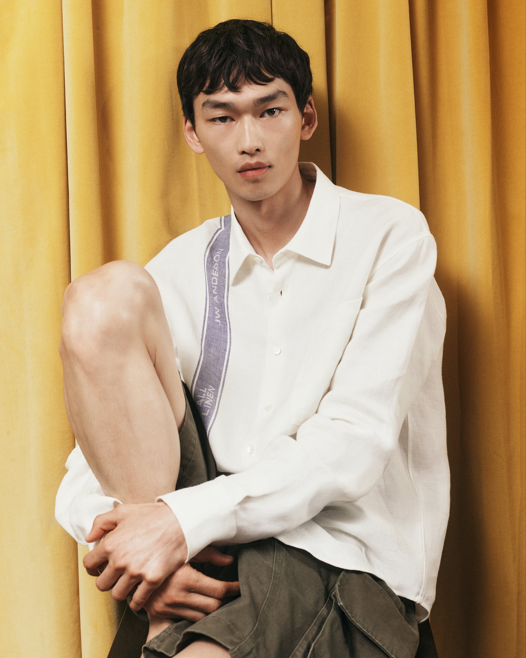 MENS SHIRT IN OFF WHITE & BLUE