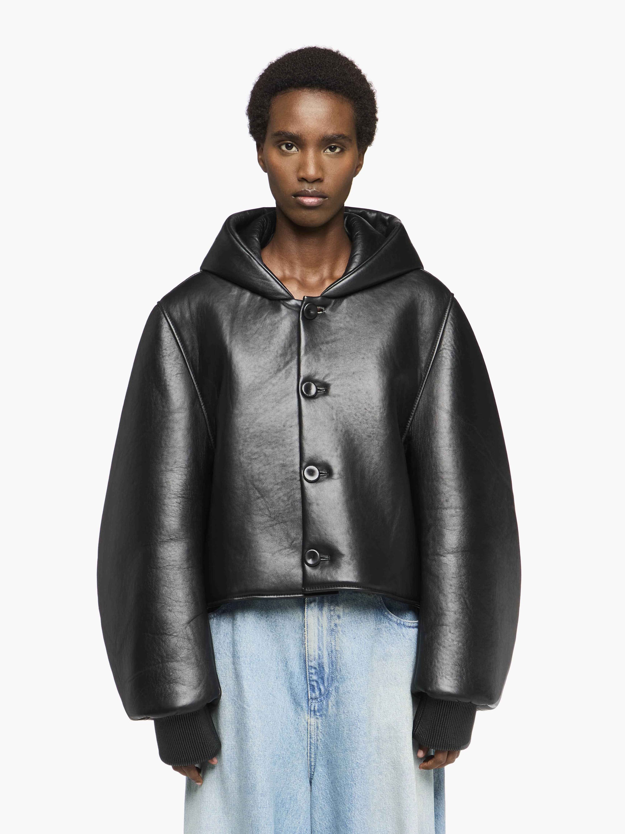 CROPPED HOODED BLOUSON JACKET