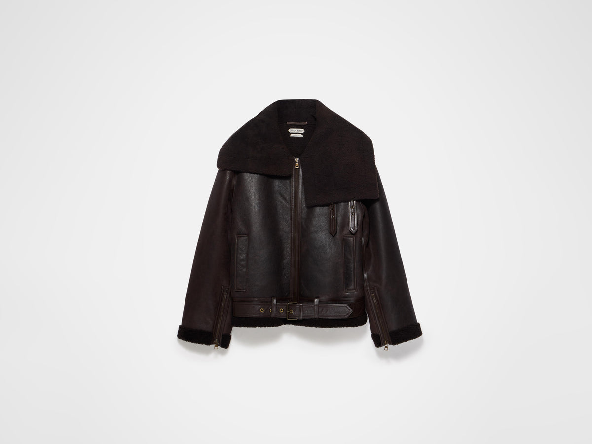 MENS SHEARLING AVIATOR JACKET IN CHOCOLATE BROWN in CHOCOLATE 