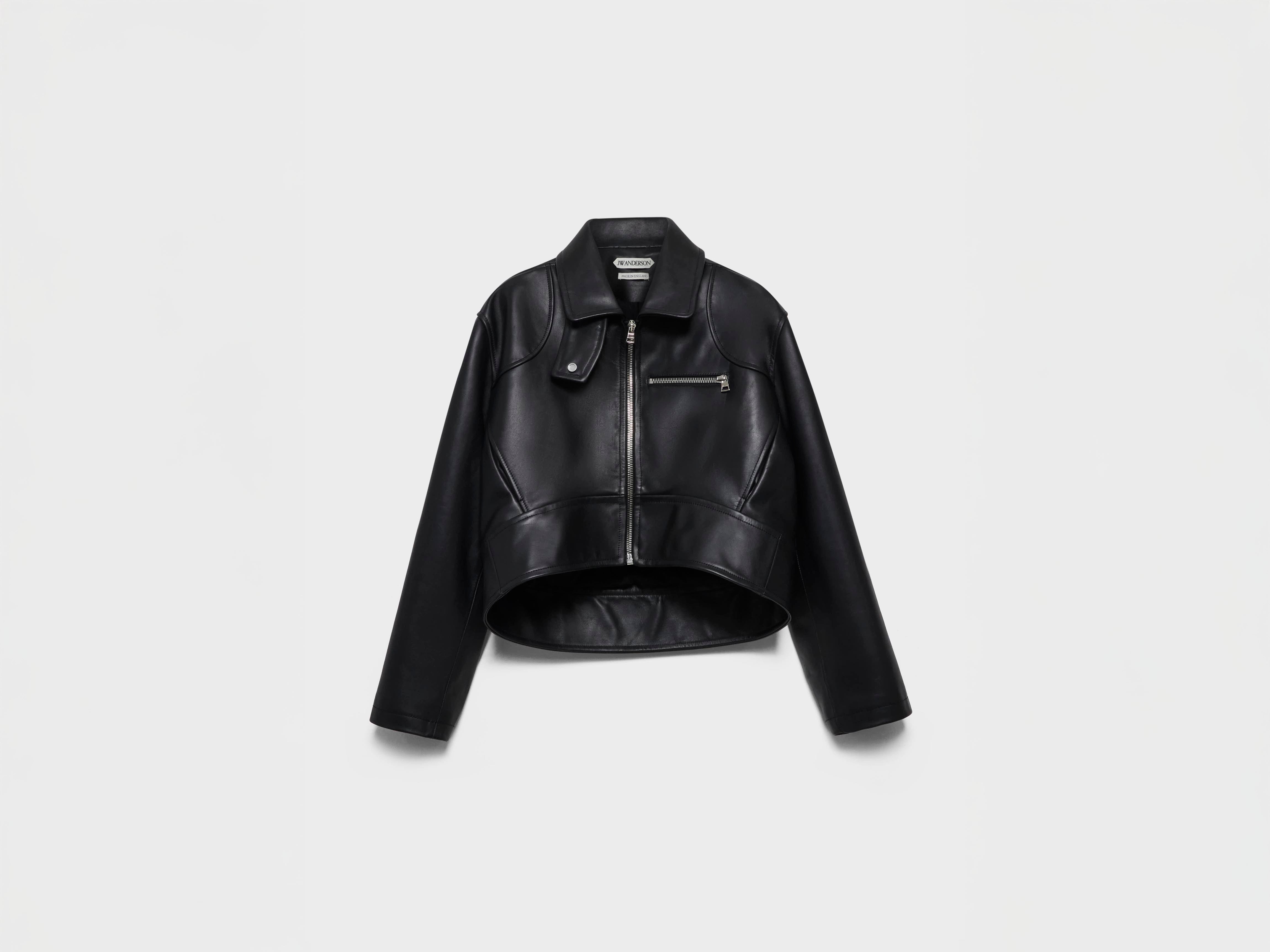 MENS CURVED HEM CROPPED JACKET IN BLACK in BLACK