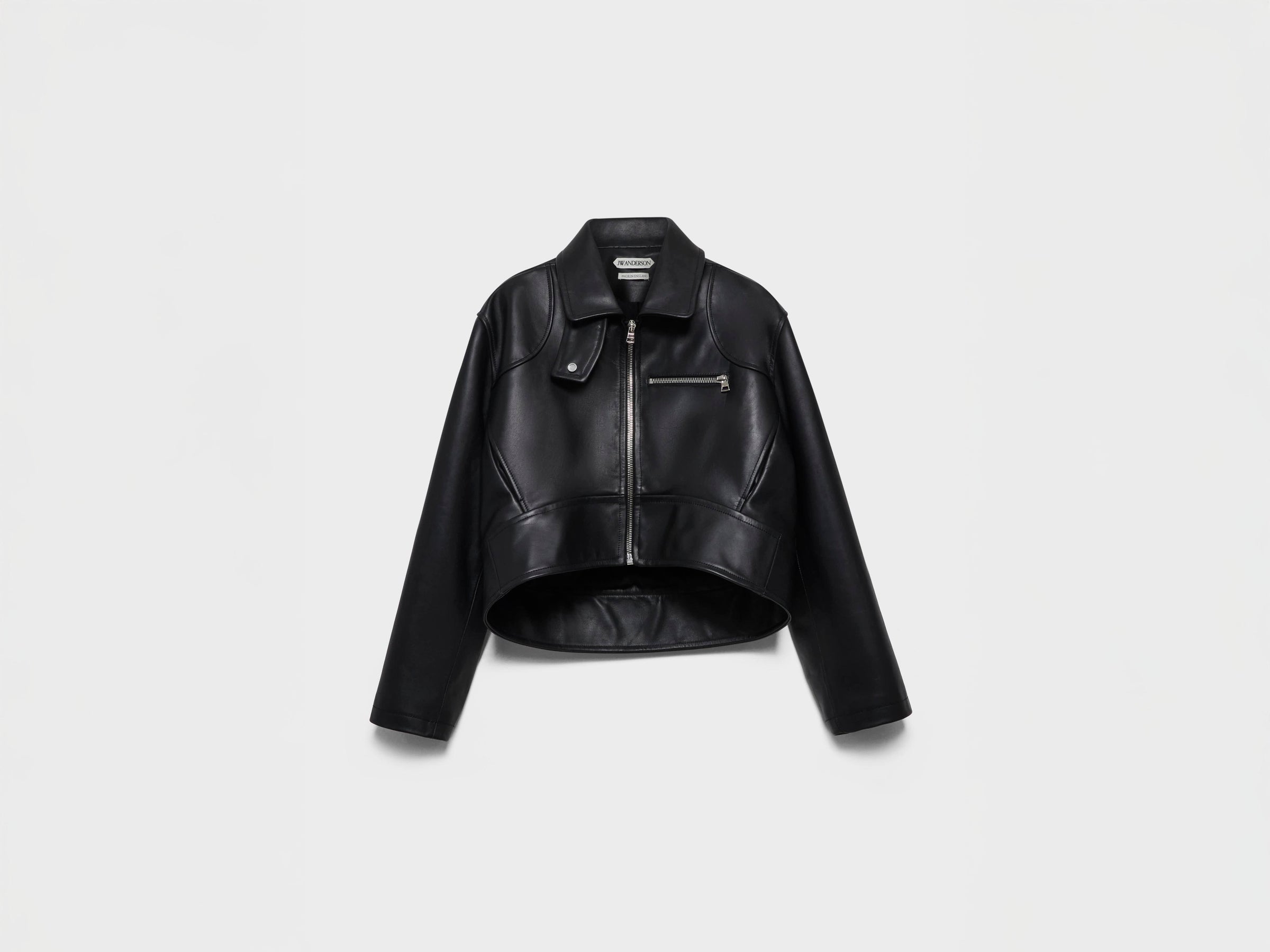 MENS CURVED HEM CROPPED JACKET IN BLACK