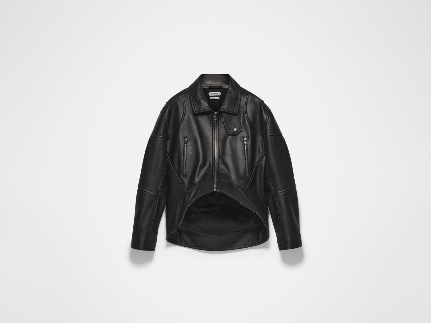 MENS CURVED HEM CROPPED JACKET IN BLACK