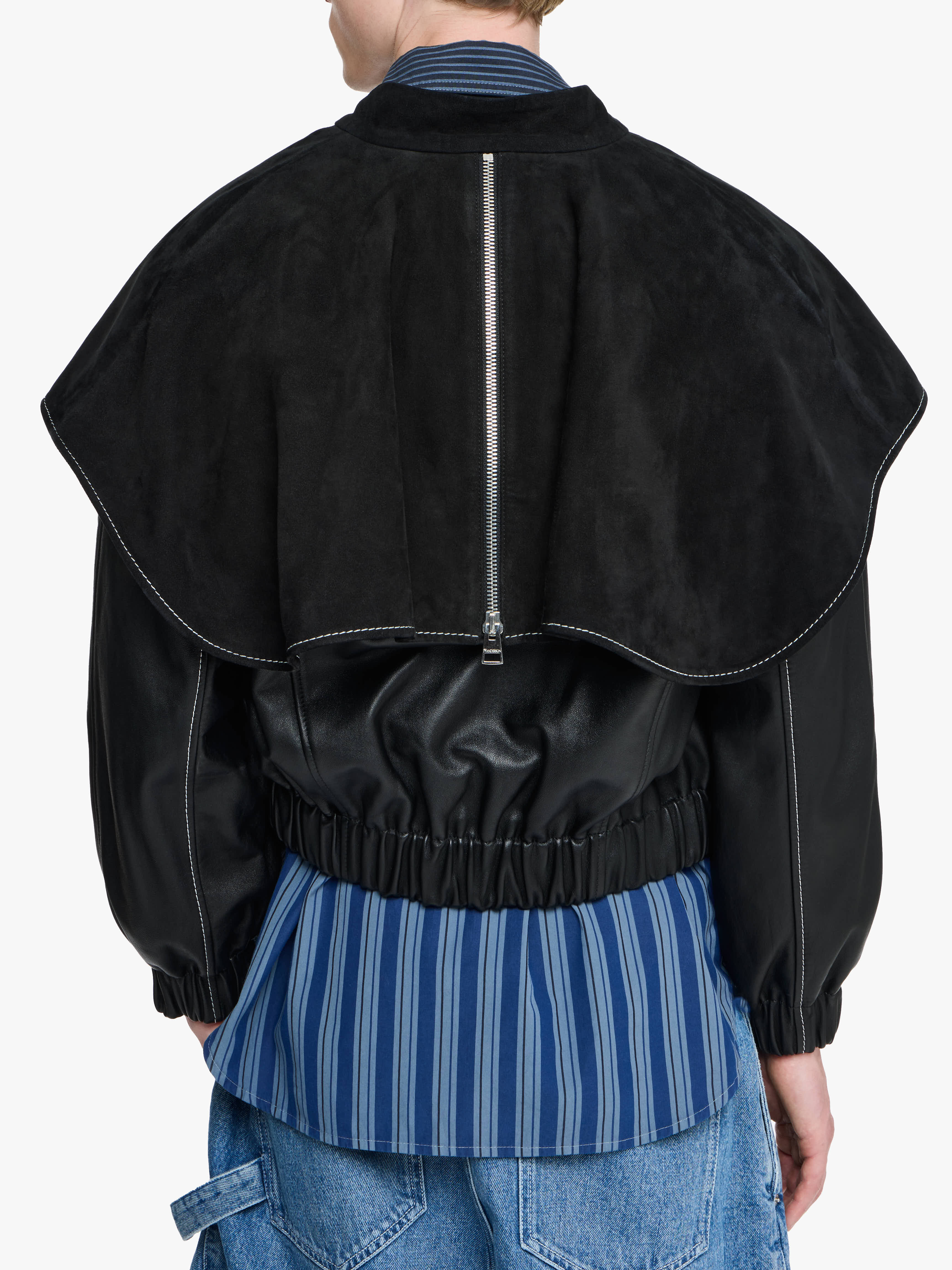 LEATHER BOMBER JACKET WITH OVERSIZED COLLAR – JW Anderson