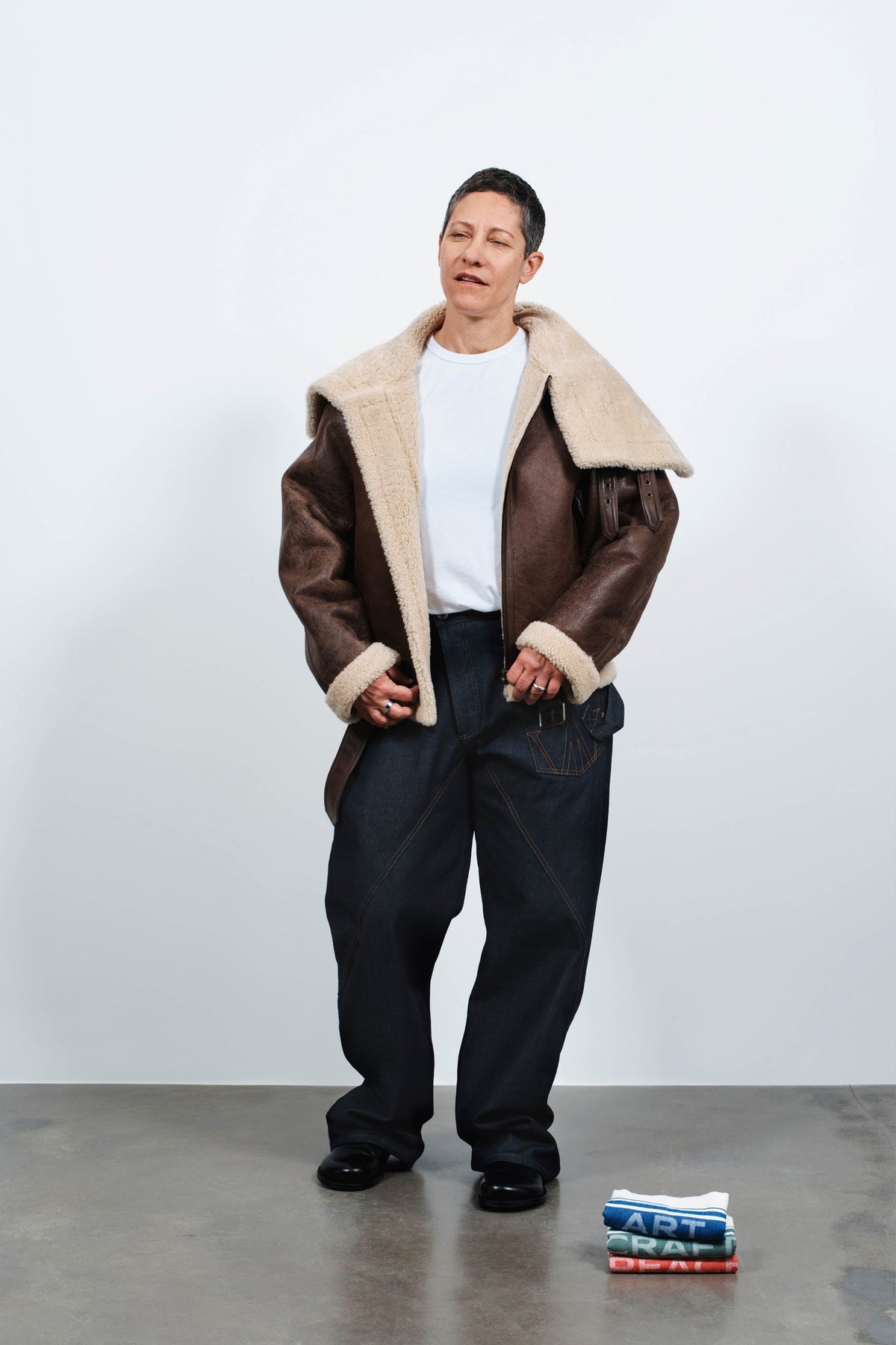 WOMENS SHEARLING LEATHER JACKET IN BROWN in BROWN/NATURAL 