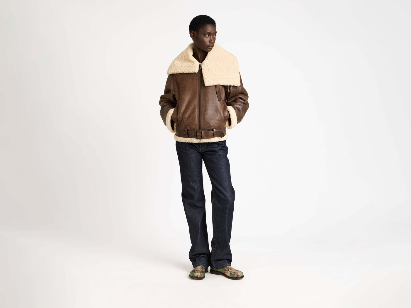 shearling jacket brown natural Model Front 8