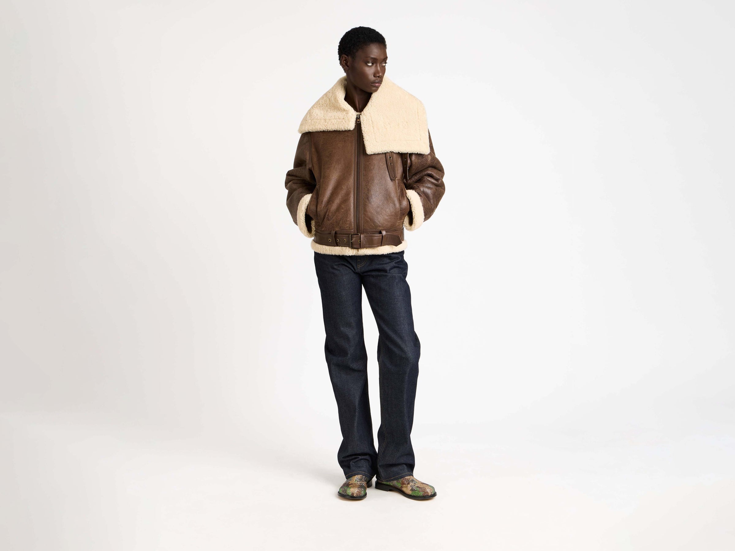 shearling jacket brown natural Model Front 8