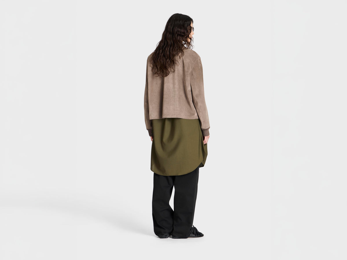 WOMENS SUEDE JACKET IN MOUSE GREY