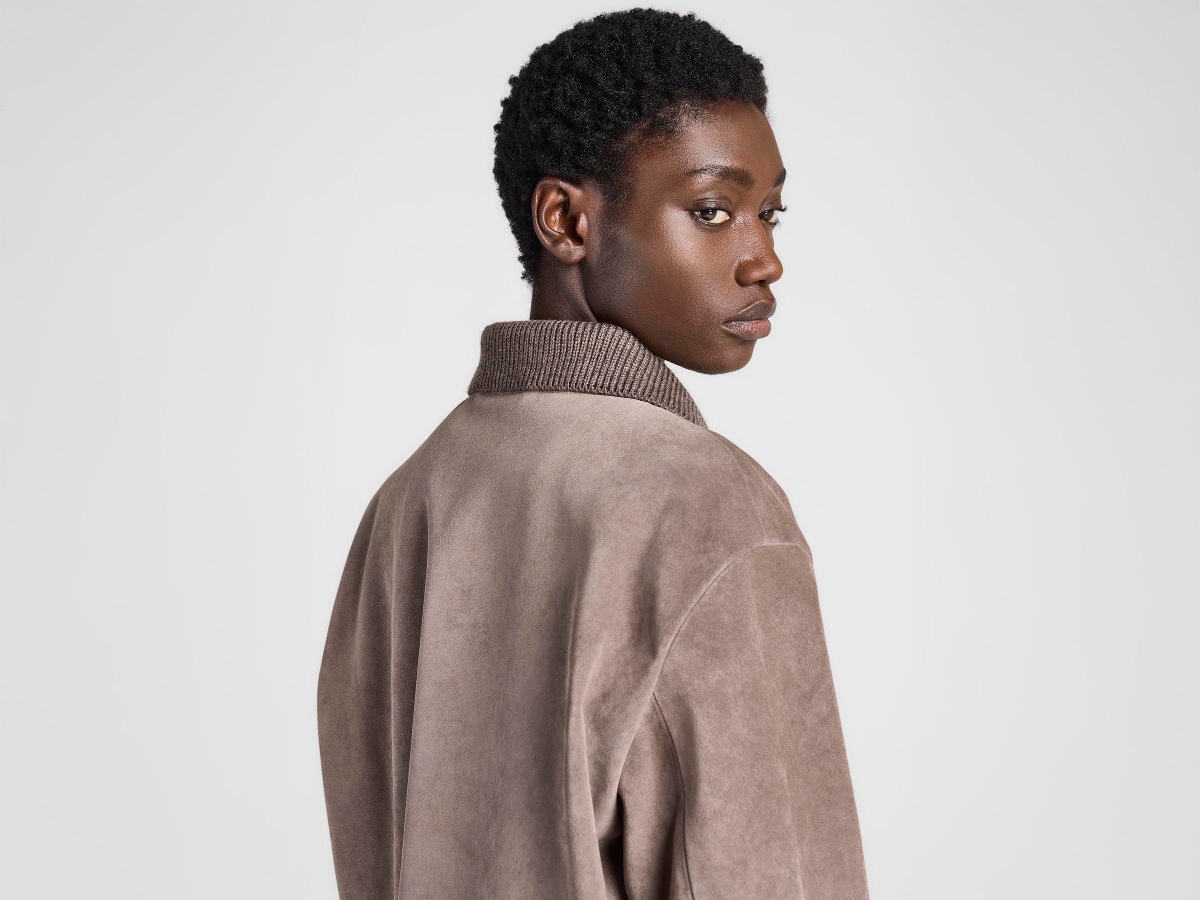 WOMENS SUEDE JACKET IN MOUSE GREY