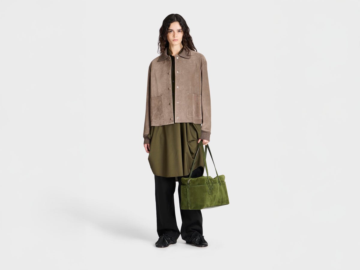 WOMENS SUEDE JACKET IN MOUSE GREY