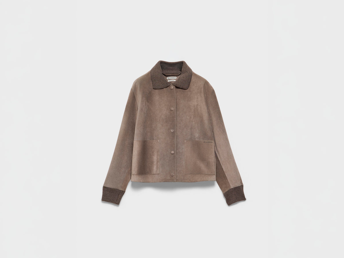 WOMENS SUEDE JACKET IN MOUSE GREY