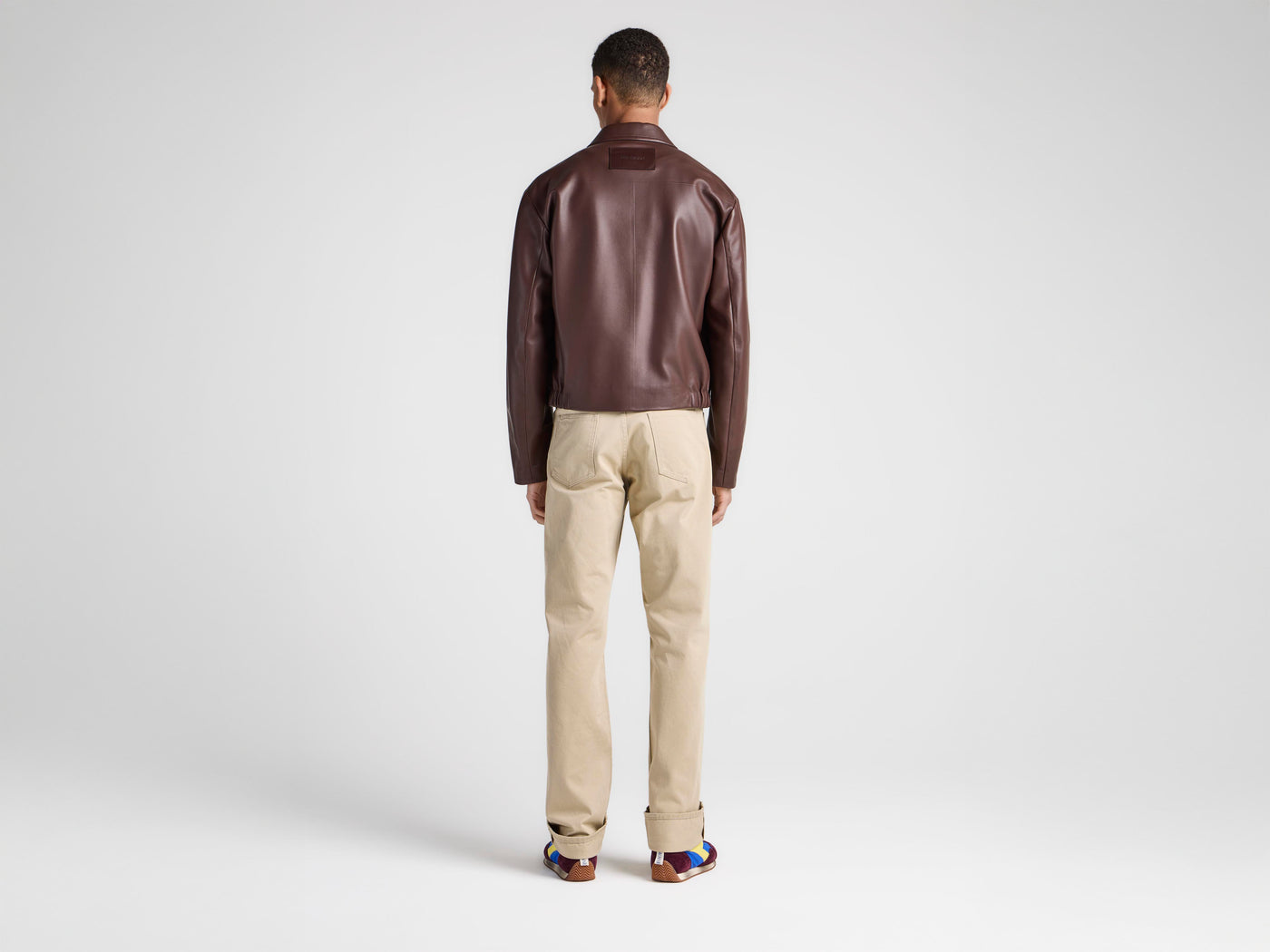 MENS BLOUSON LEATHER JACKET IN CHOCOLATE BROWN