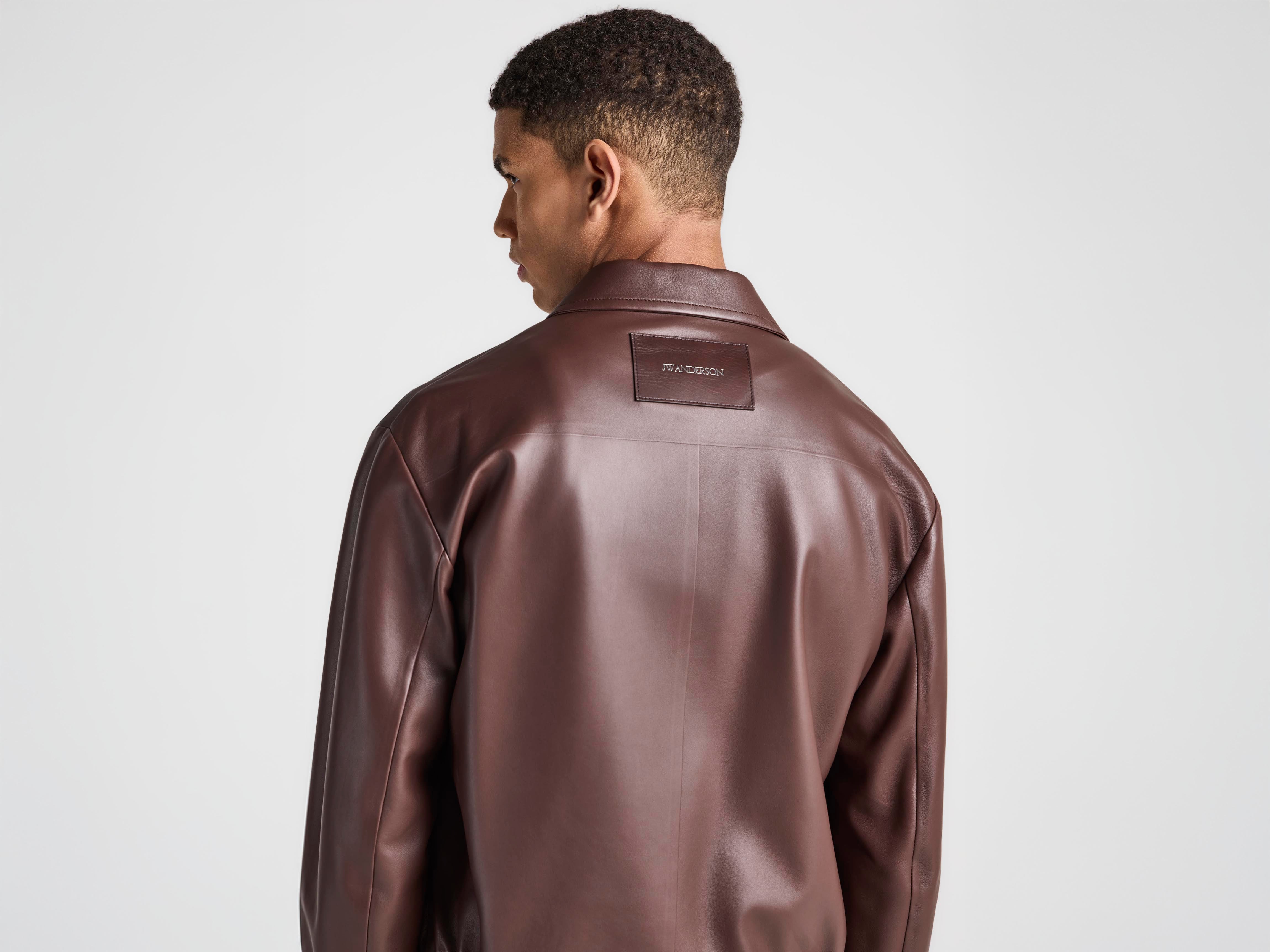 MENS BLOUSON LEATHER JACKET IN CHOCOLATE BROWN in CHOCOLATE BROWN