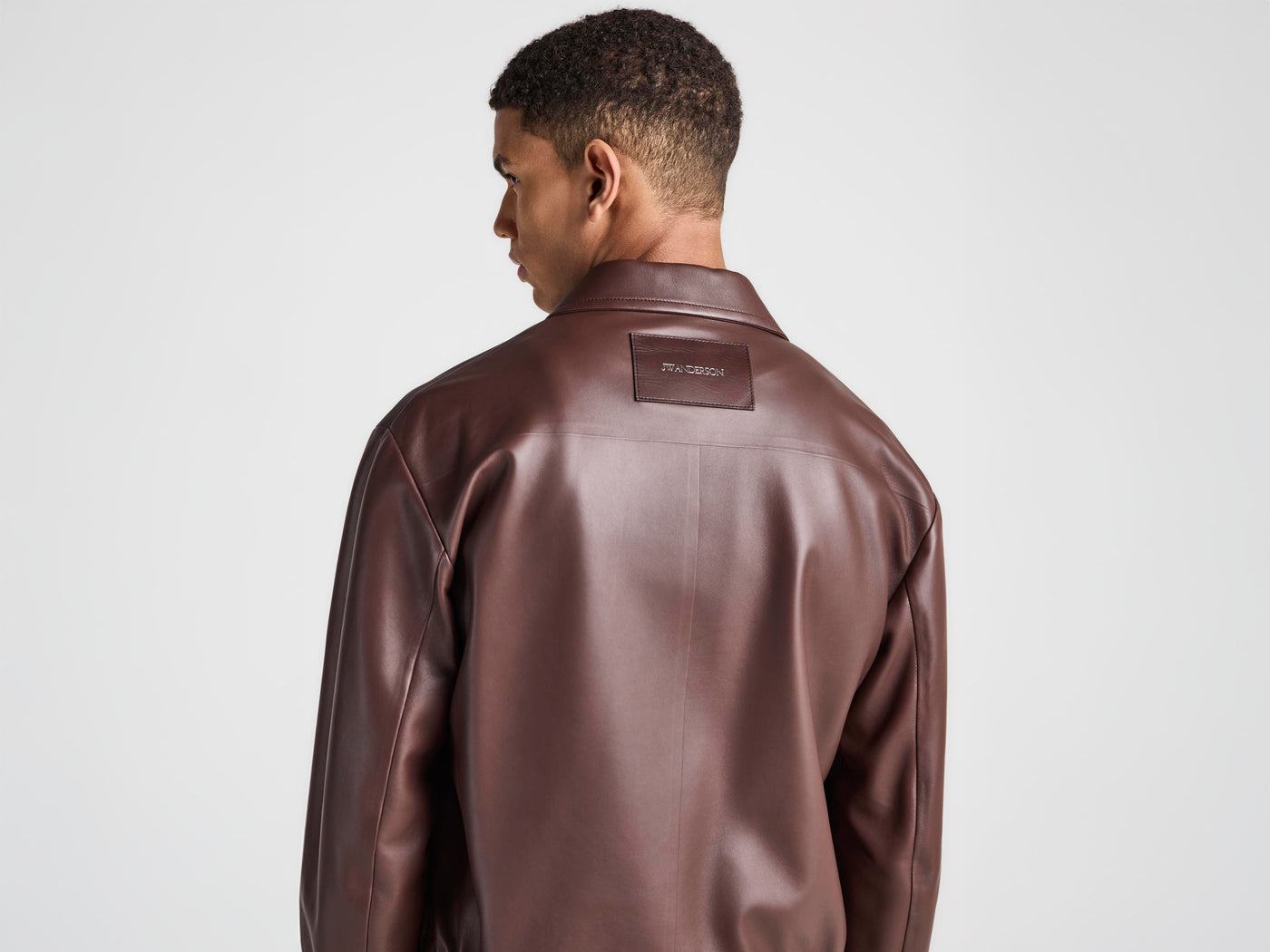MENS BLOUSON LEATHER JACKET IN CHOCOLATE BROWN