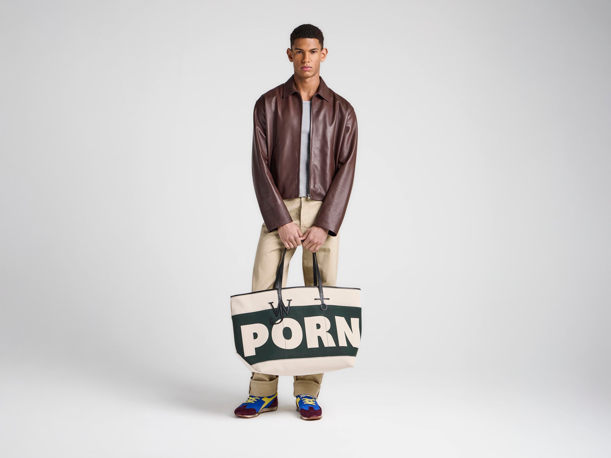 MENS BLOUSON LEATHER JACKET IN CHOCOLATE BROWN