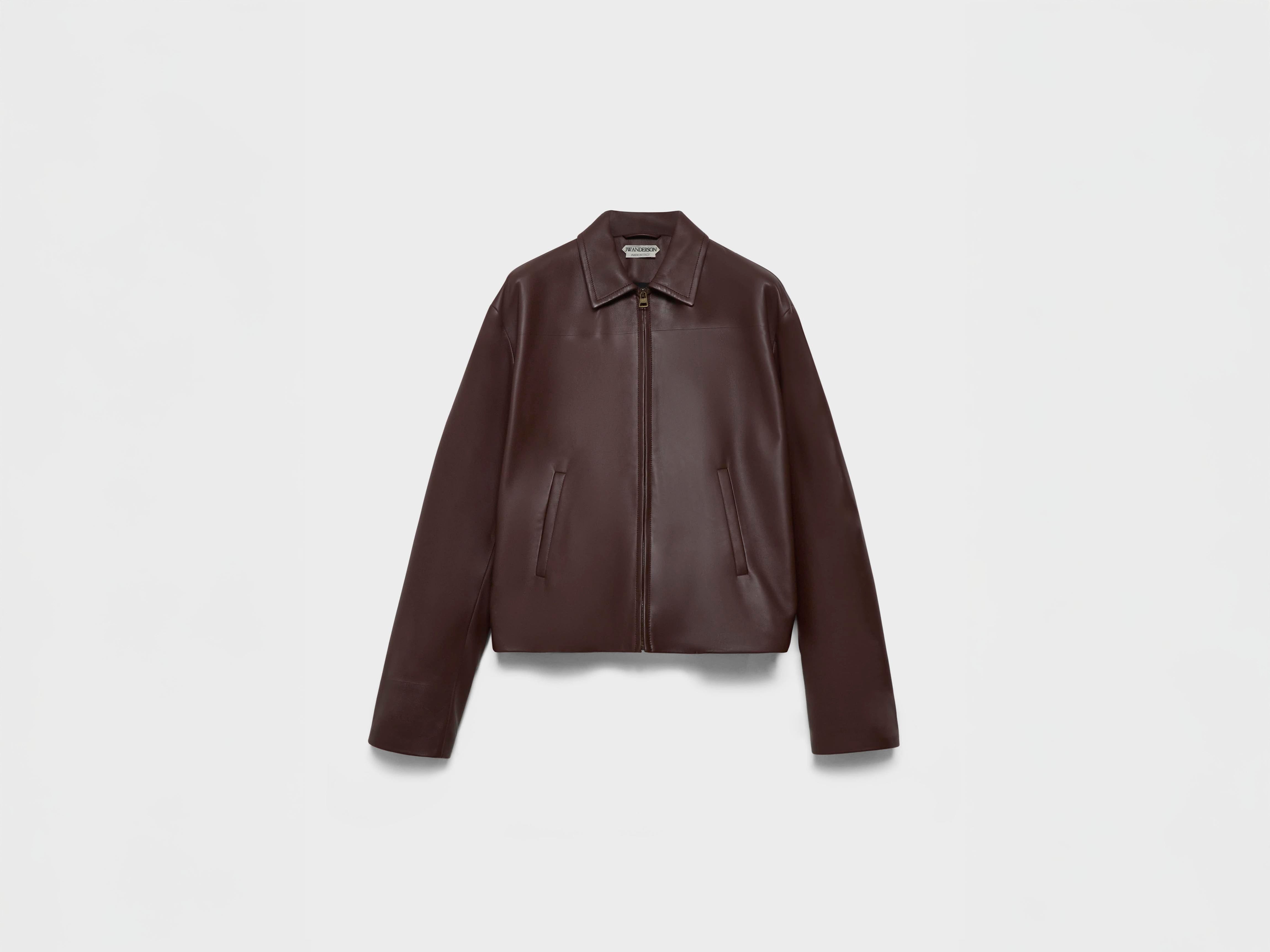 MENS BLOUSON LEATHER JACKET IN CHOCOLATE BROWN in CHOCOLATE BROWN