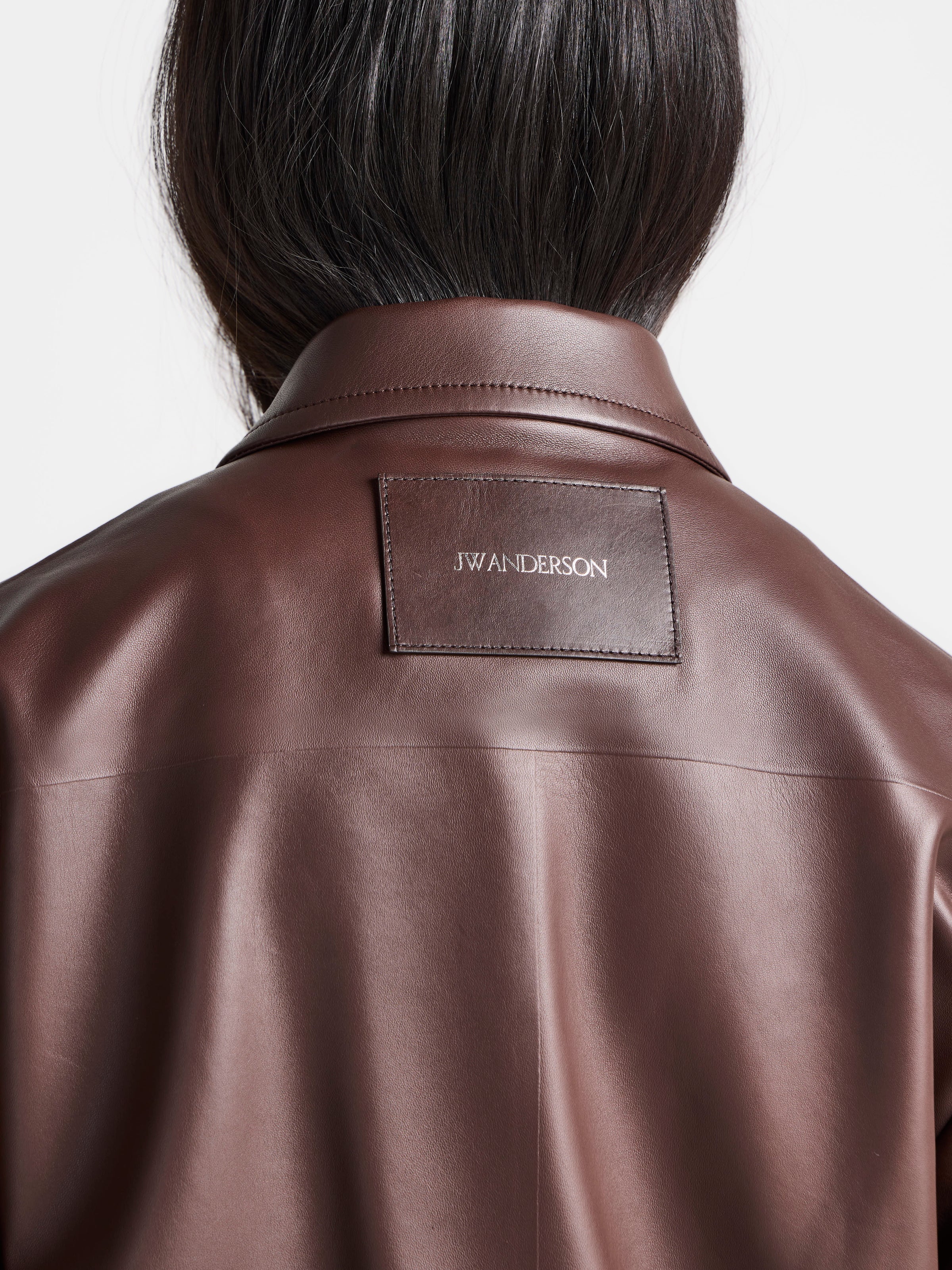 WOMENS BLOUSON LEATHER JACKET IN CHOCOLATE BROWN