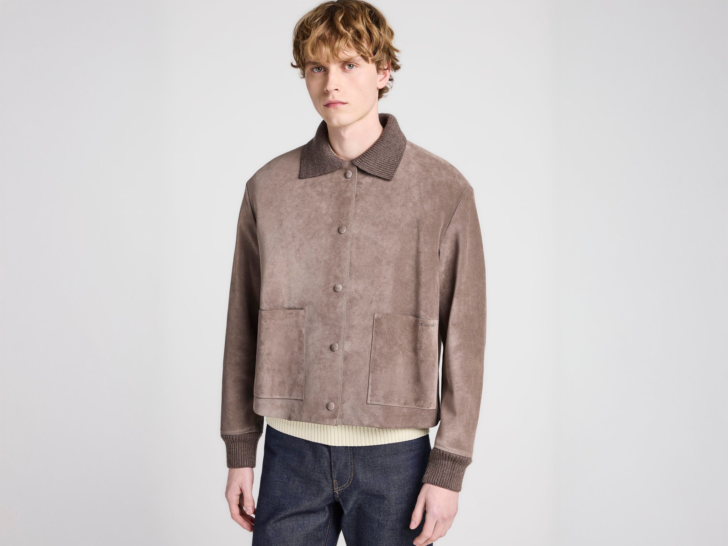 MENS SUEDE JACKET IN MOUSE GREY