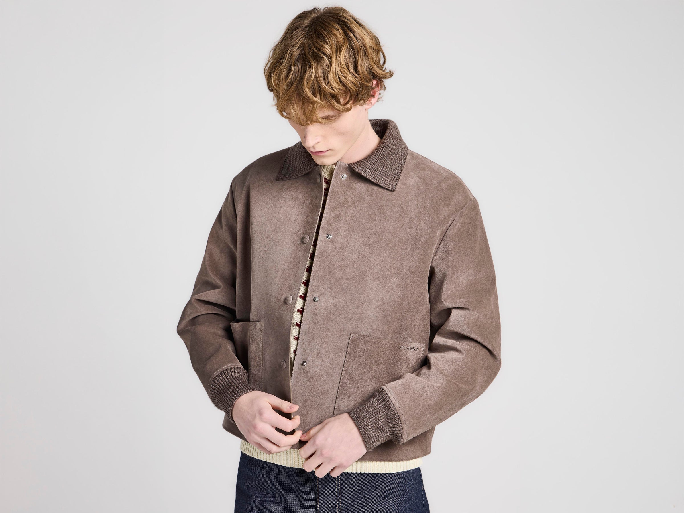 MENS SUEDE JACKET IN MOUSE GREY