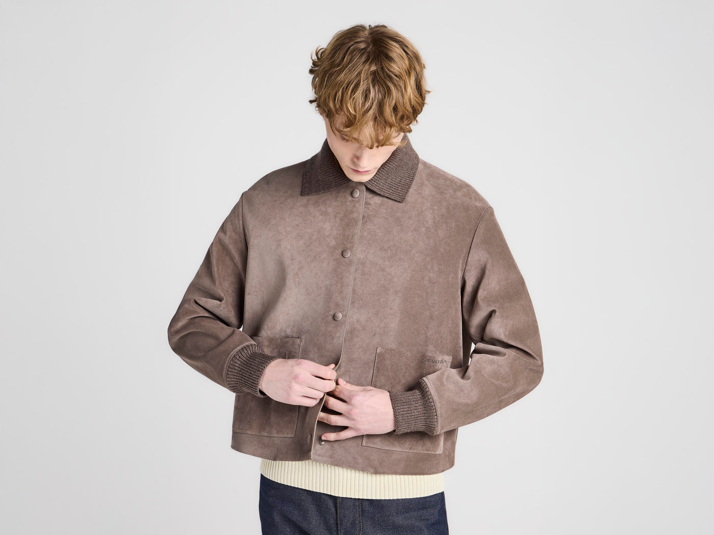 MENS SUEDE JACKET IN MOUSE GREY