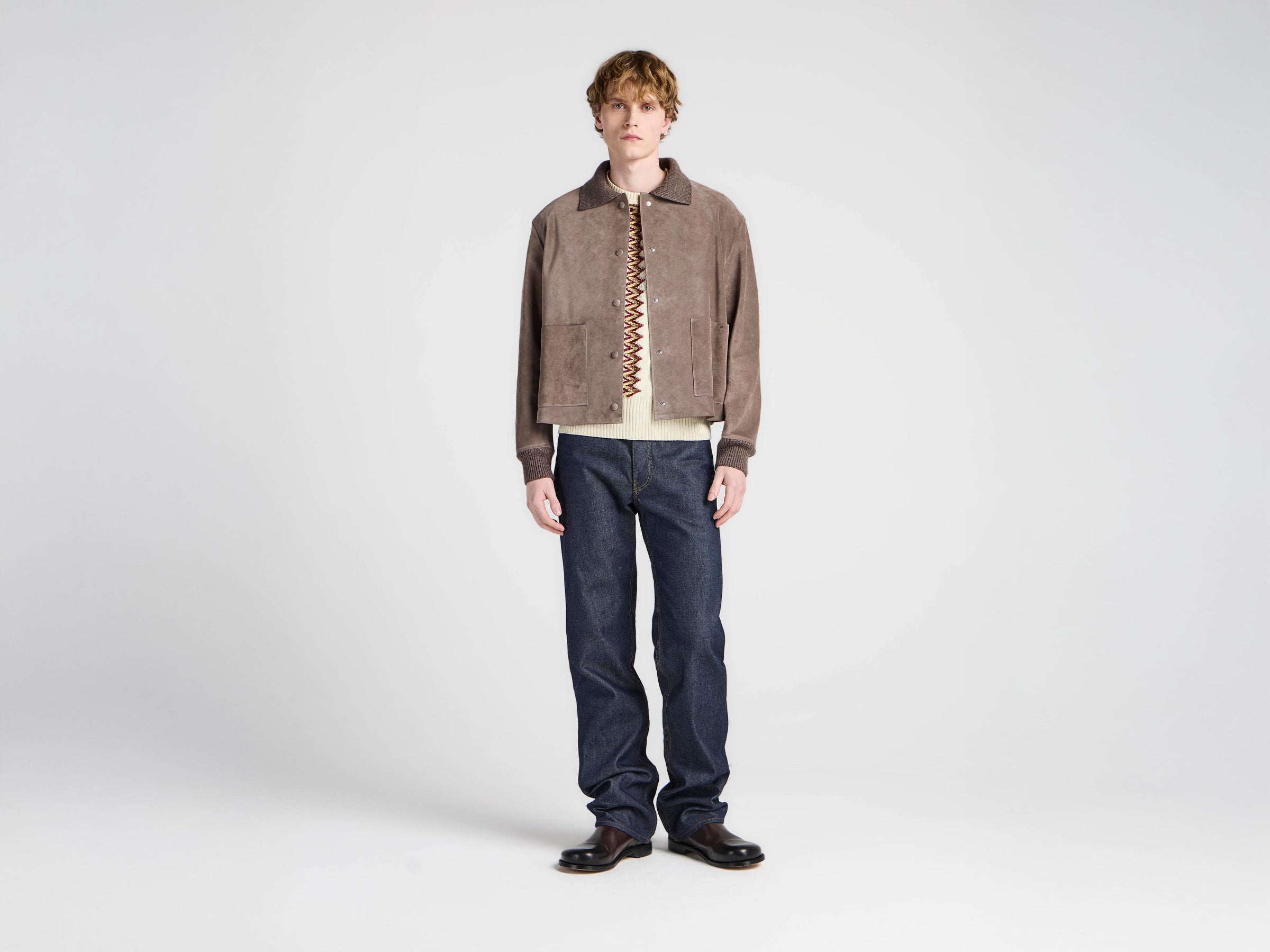 MENS SUEDE JACKET IN MOUSE GREY