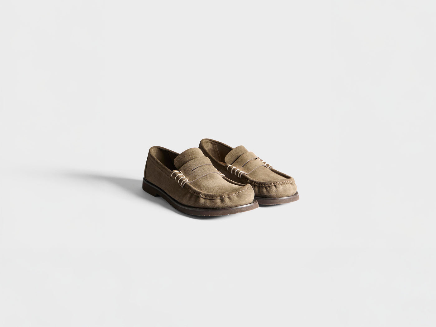 MENS LOAFER MOCASSINS IN DARK TAUPE