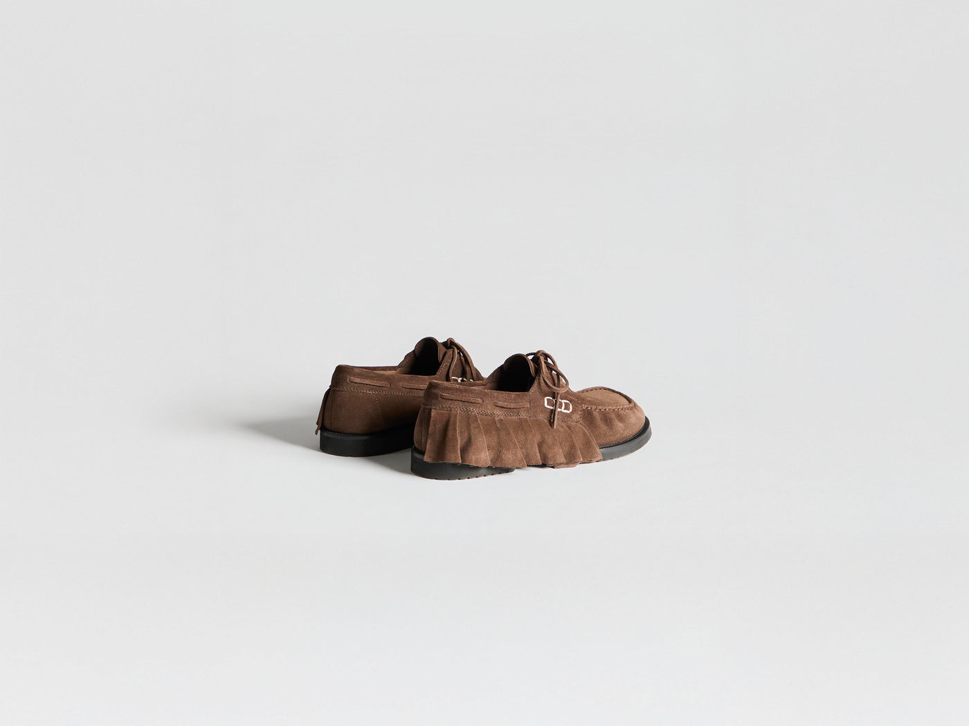 WOMENS LOAFER RUFFLE SUEDE BOAT SHOES IN CHOCOLATE BROWN in CHOCOLATE BROWN MO0006LA041566035
