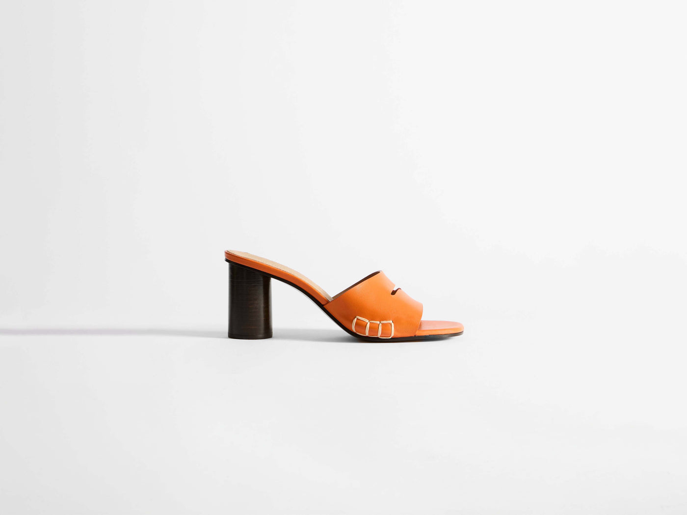 WOMENS LOAFER MULE HEELED SANDAL IN ORANGE
