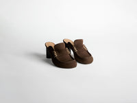 loafer close toe sandal chocolate brown Product Angle 1