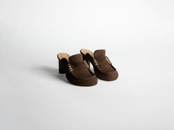 loafer close toe sandal chocolate brown Product Angle 1