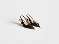 WOMENS HEELED BUCKLE SLING BACK IN BLACK