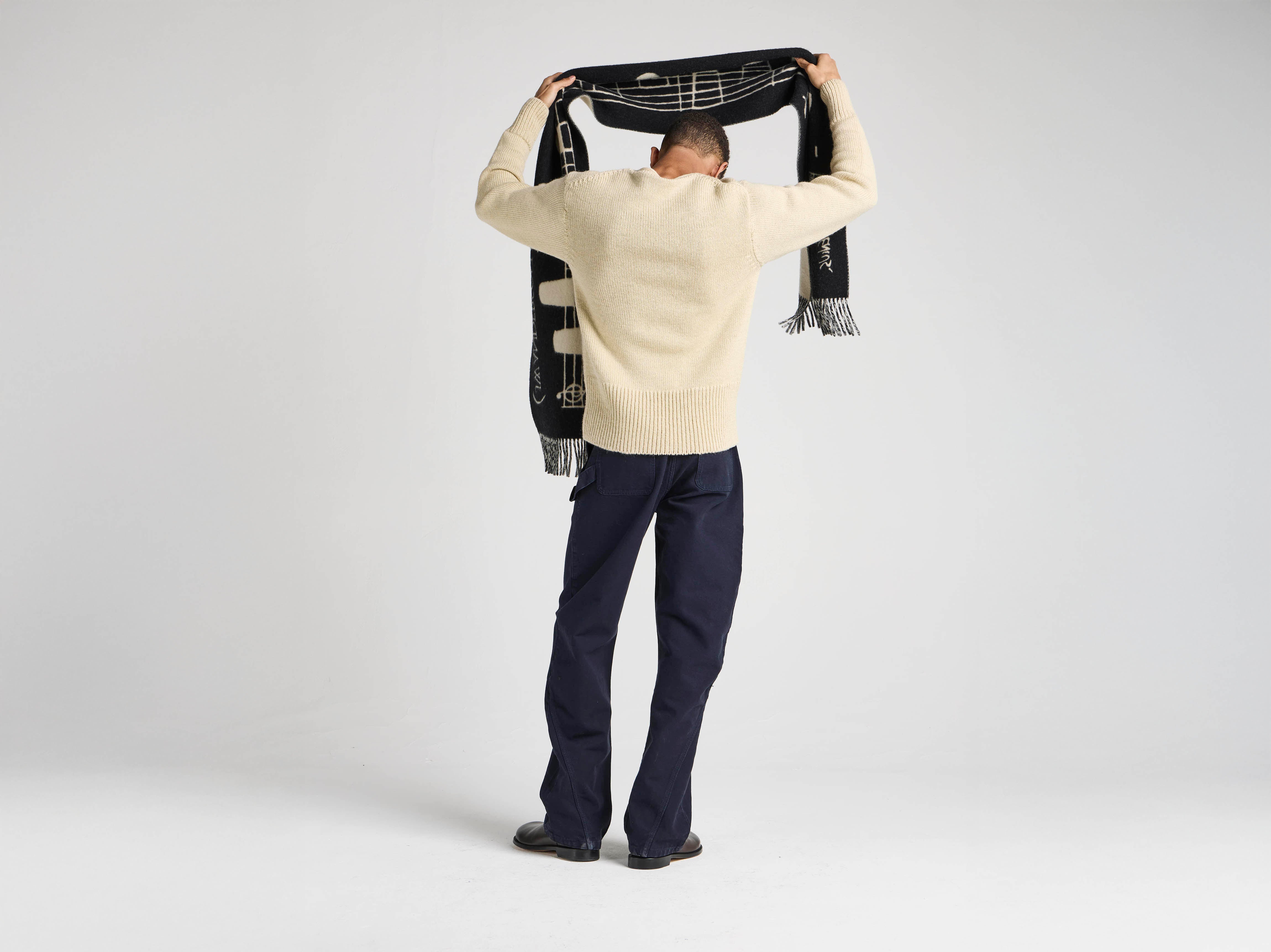 Unisex JW ANDERSON X GUINNESS SMOOTH TEMPO SCARF IN CREAM & BLACK