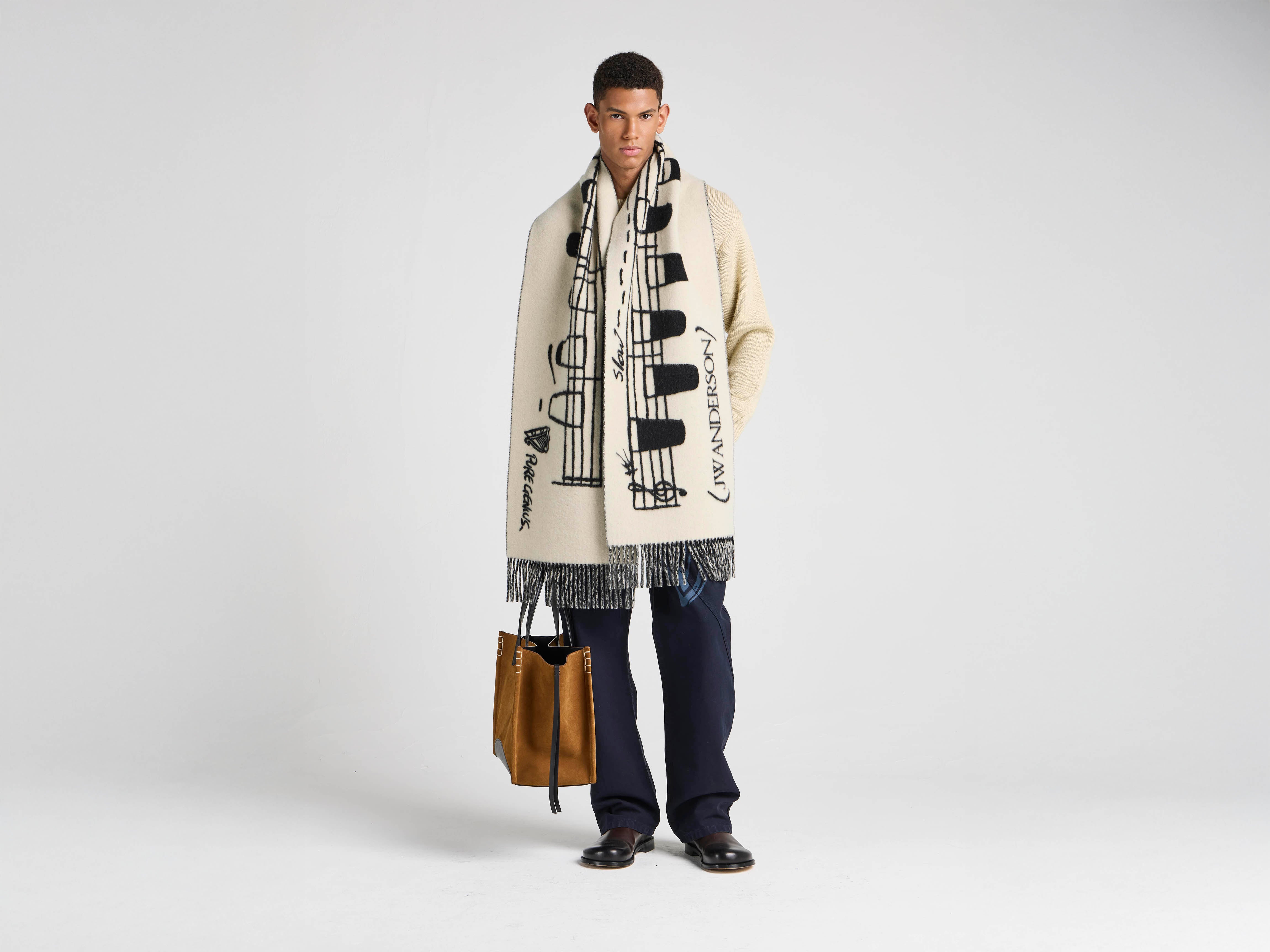 Unisex JW ANDERSON X GUINNESS SMOOTH TEMPO SCARF IN CREAM & BLACK