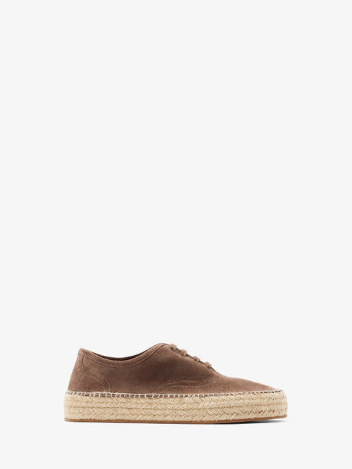 SUEDE LACE-FRONT PLATFORM ESPADRILLE