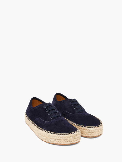 SUEDE LACE-FRONT PLATFORM ESPADRILLE